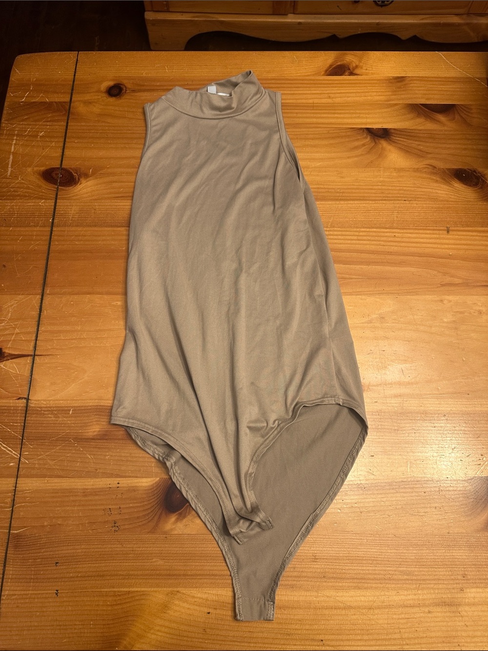 gaze Sleeveless Mock-Neck Bodysuit — Taupe
